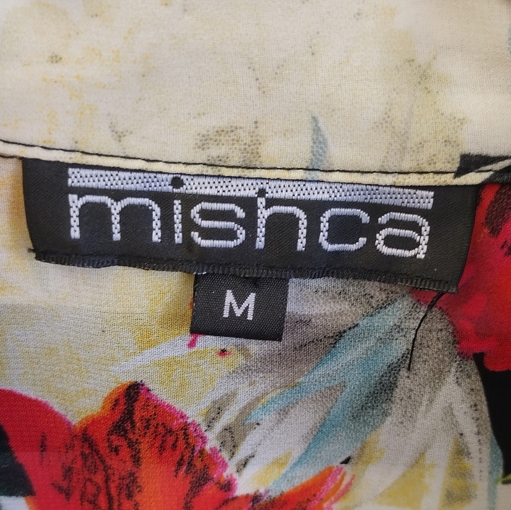 Like New Black and White Stiped, Floral Pattern Blouse - Picture 2 of 9